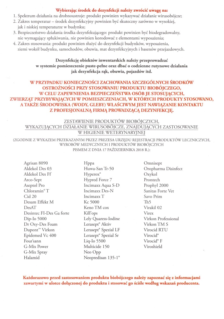 Informacja dla hodowców drobiu.